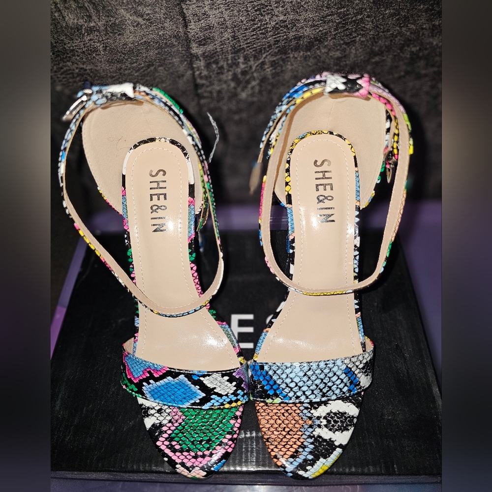 SHEIN Colorful Snakeskin Heels